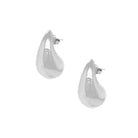 Large Raindrop Pierced Earrings  White Gold Plated 0.97" Long X 0.55" Wide