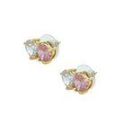 Clear &amp; Pink Heart Earrings

Yellow Gold Plated
0.37" Long X 0.62" Wide