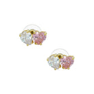 Clear &amp; Pink Heart Earrings

Yellow Gold Plated
0.37" Long X 0.62" Wide