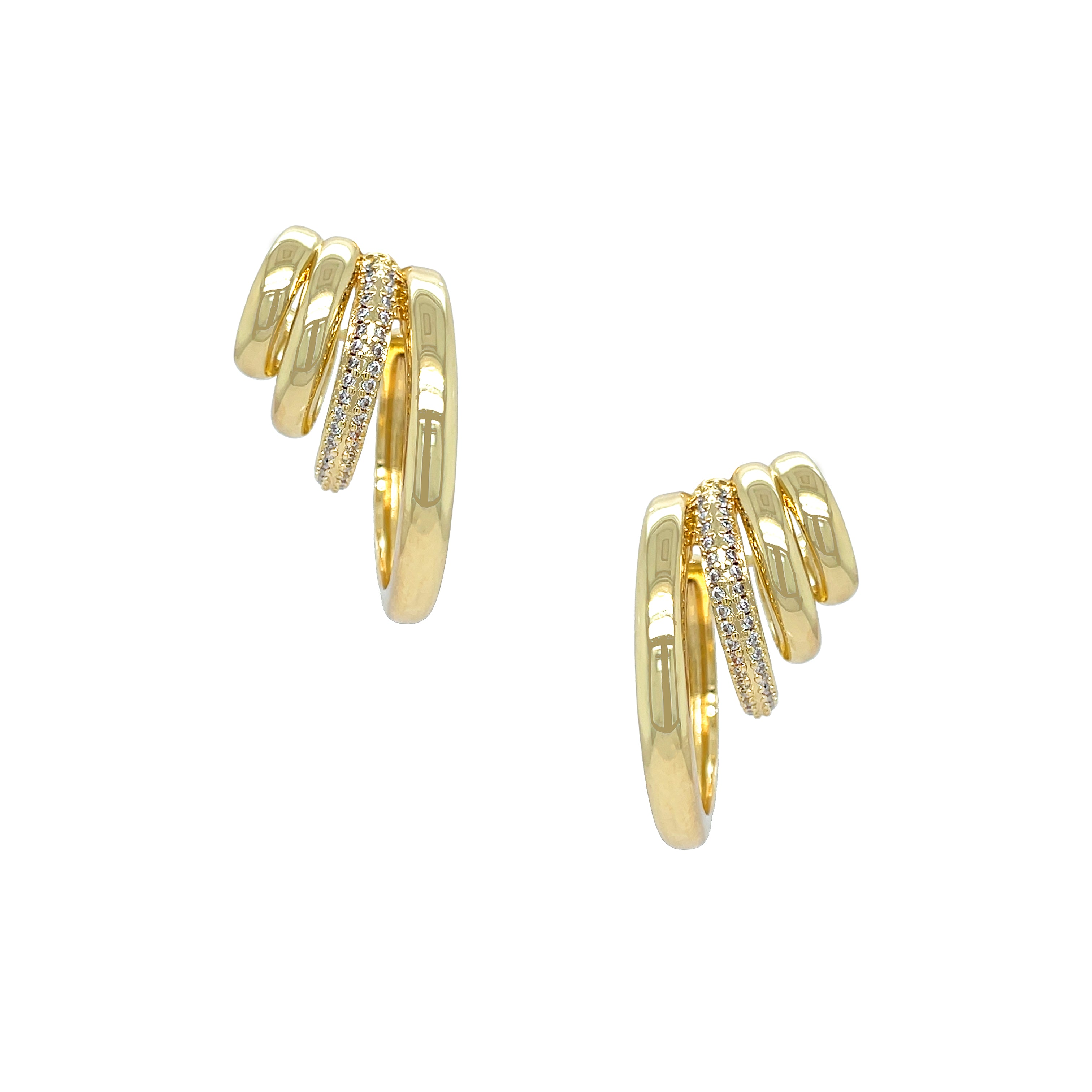 Yellow Gold Multi Hoop Earrings