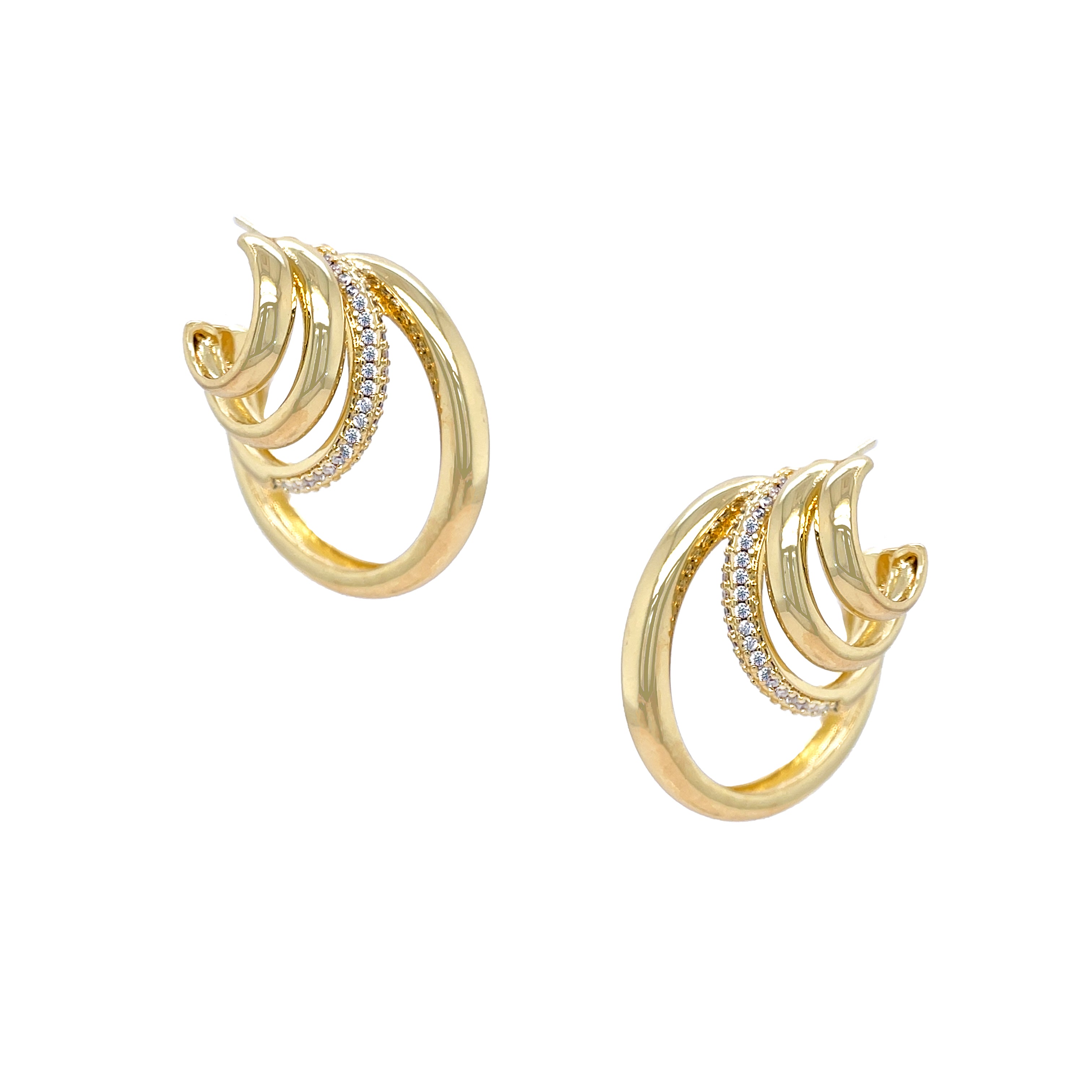 Yellow Gold Multi Hoop Earrings