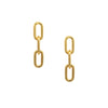 Dangle Paperclip Chain Pierced Earring  Yellow Gold Plated 1.22"Long X 0.26" Wide