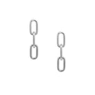 Dangle Paperclip Chain Pierced Earring  White Gold Plated 1.22"Long X 0.26" Wide