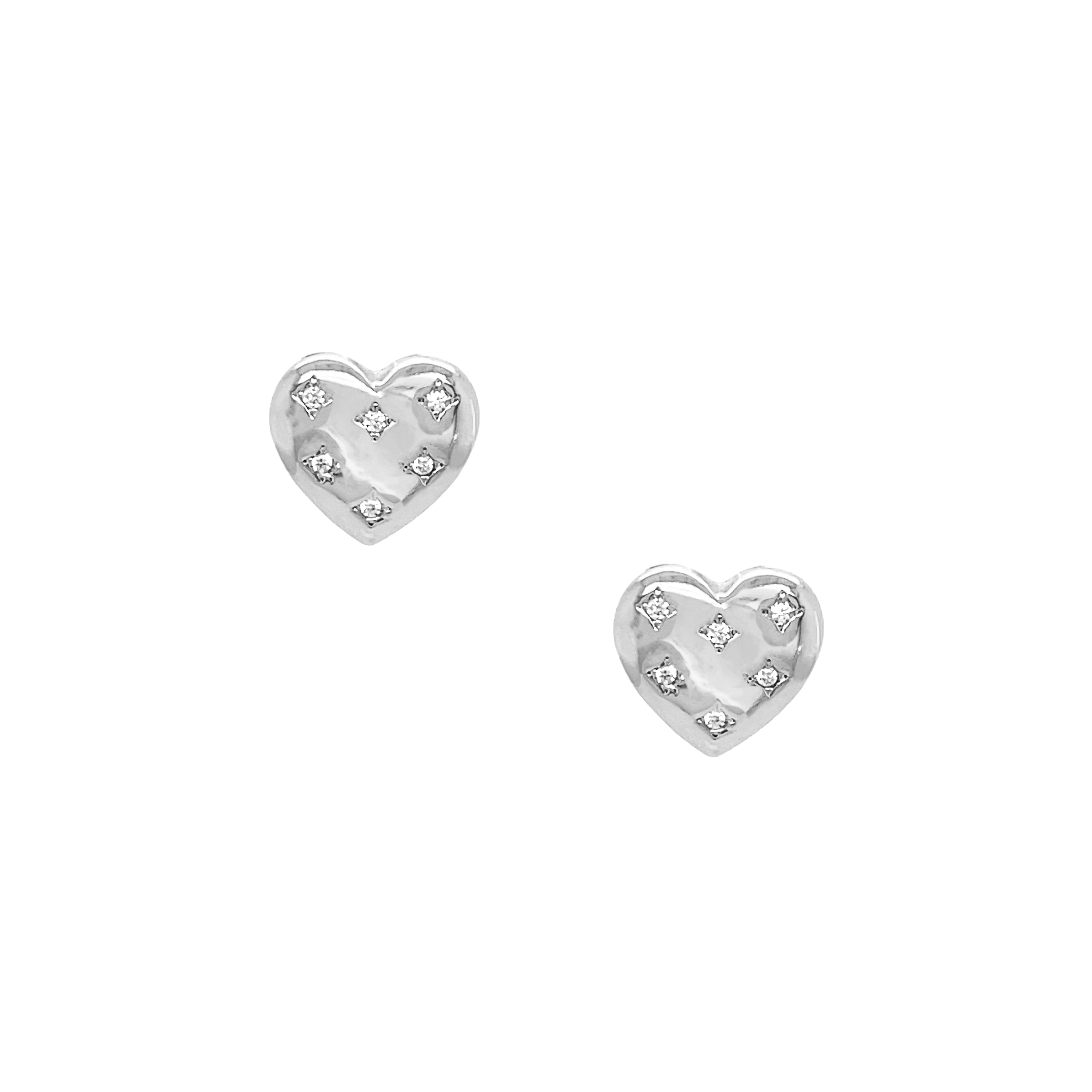 CZ Heart Stud Pierced Earrings  White Gold Plated 0.36" Long X 0.38" Wide    While supplies last. All Deals Of The Day sales are FINAL SALE.