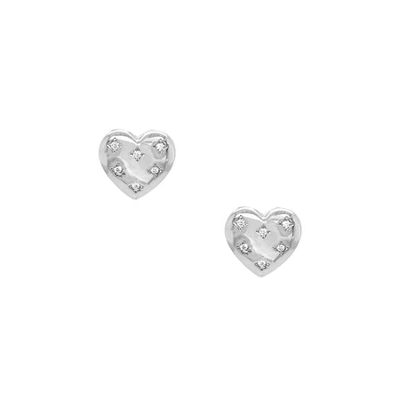 CZ Heart Stud Pierced Earrings  White Gold Plated 0.36" Long X 0.38" Wide    While supplies last. All Deals Of The Day sales are FINAL SALE.