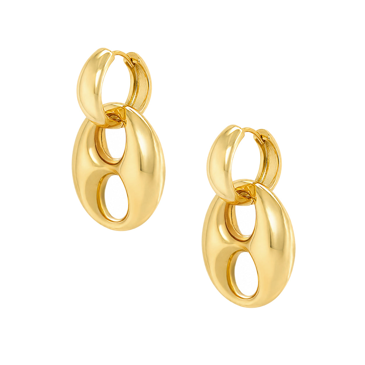 Mariner Link Drop Hoop Earrings

Elevate your everyday style with these statement earrings. Featuring a chic gold-plated hoop and an oversized mariner link drop, this contemporary design balances bold proportions with smooth, sculptural curves. Effortlessly versatile, they bring a touch of sophistication to everything from casual daytime outfits to evening ensembles.

Yellow Gold Plated

1.6" Long 0.9" Wide