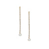 Crystal Drop Strand Pierced Earrings   Yellow Gold Plated  Cubic Zirconia 2.29" Length X 0.22" Width