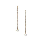 Crystal Drop Strand Pierced Earrings   Yellow Gold Plated  Cubic Zirconia 2.29" Length X 0.22" Width