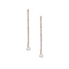 Crystal Drop Strand Pierced Earrings   Rose Gold Plated  Cubic Zirconia 2.29" Length X .22" Width