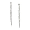 Double Strand Crystal Pierced Earrings   White Gold Plated Cubic Zirconia 3.32" Length X .13" Width