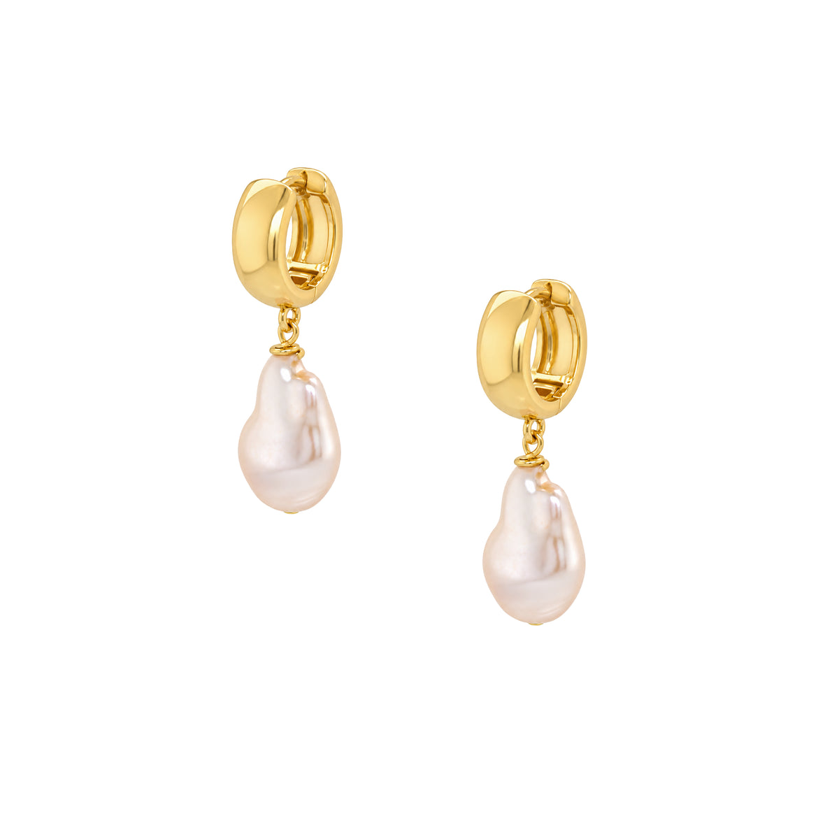 Faux Pink Pearl Huggie Pierced Earrings

Yellow Gold Plated
1.38" Long X 0.43" Wide
Faux Pink Pearl