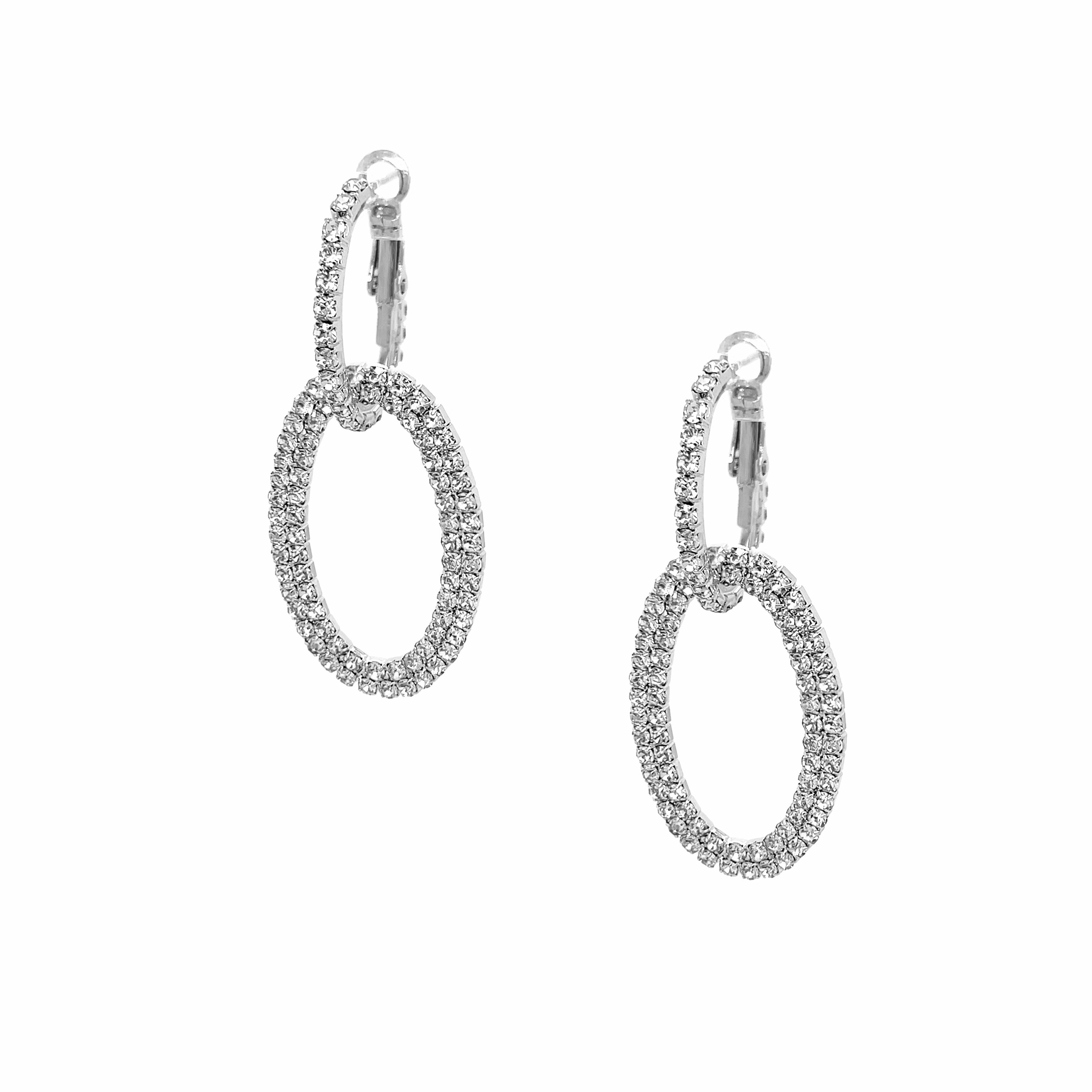 Pave Crystal Double Oval Drop Pierced Earrings

White Gold Plated
2" Long