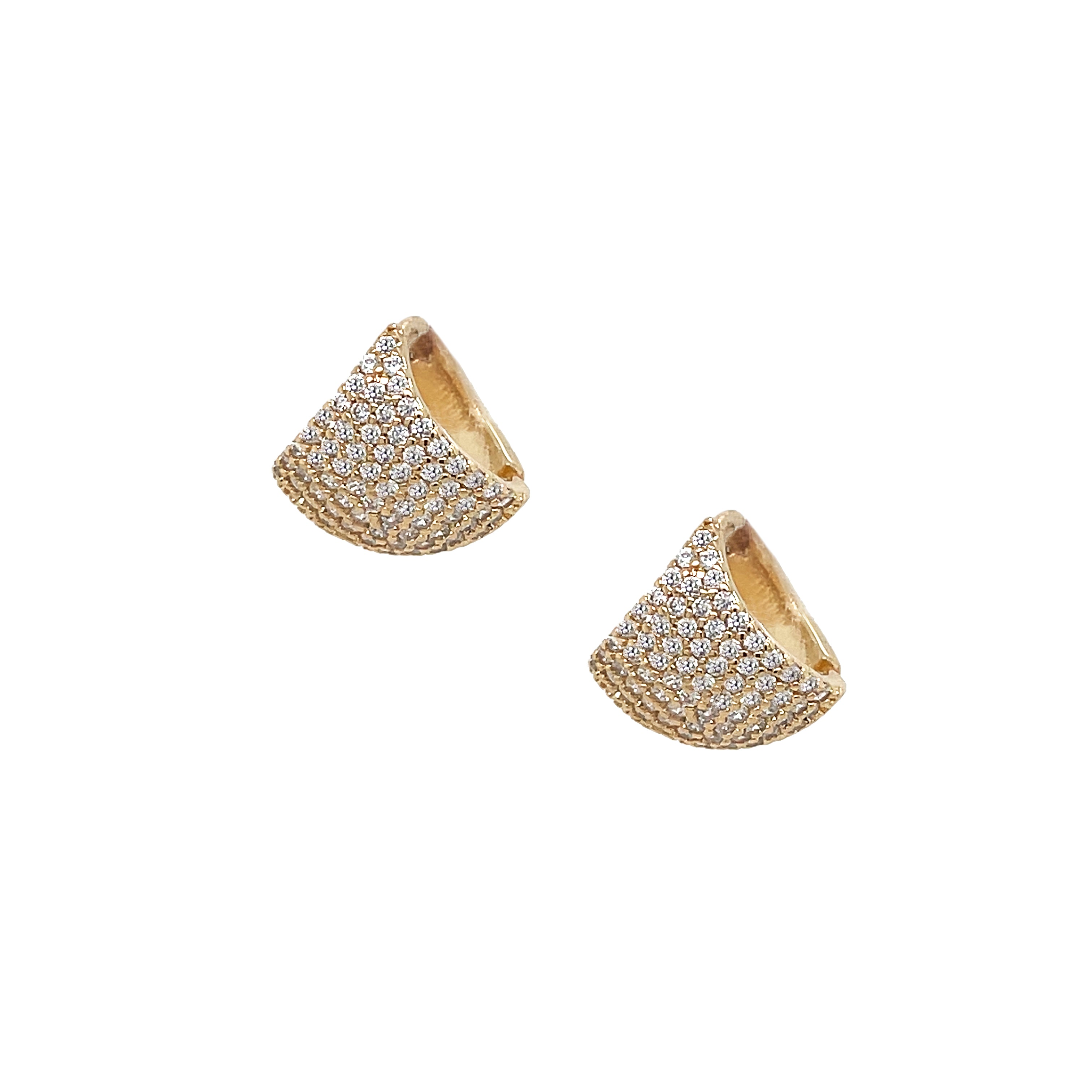 Yellow Gold Triangle Huggie Earrings View 1