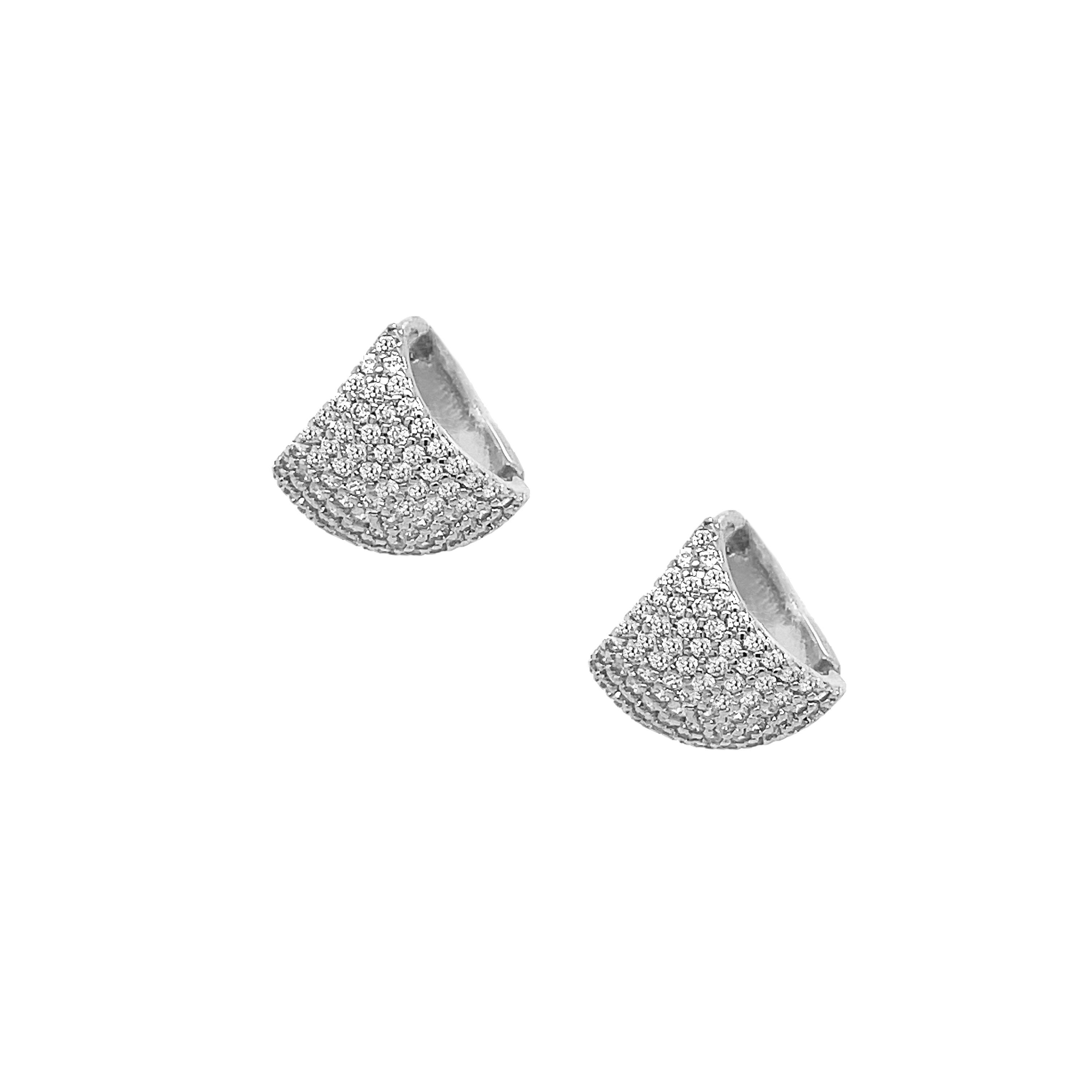 White Gold Triangle Huggie Earrings View 1