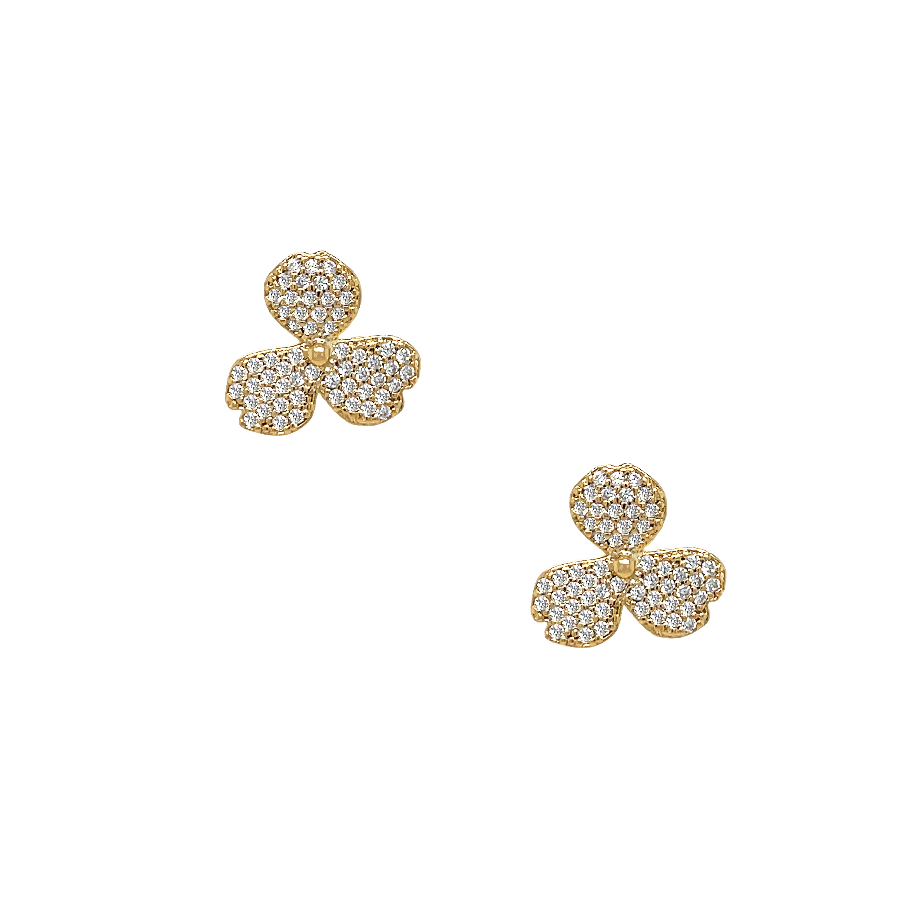 Three Petal Flower CZ Stud Pierced Earrings

Yellow Gold Plated
0.50" Diameter