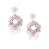 Pearl &amp; Beaded Pink Tribal Clip On Earrings

White Gold Plated
4.25" Long X 2.25" Wide