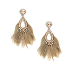 Ivory Feather &amp; Bead Clip On Earrings

White Gold Plated