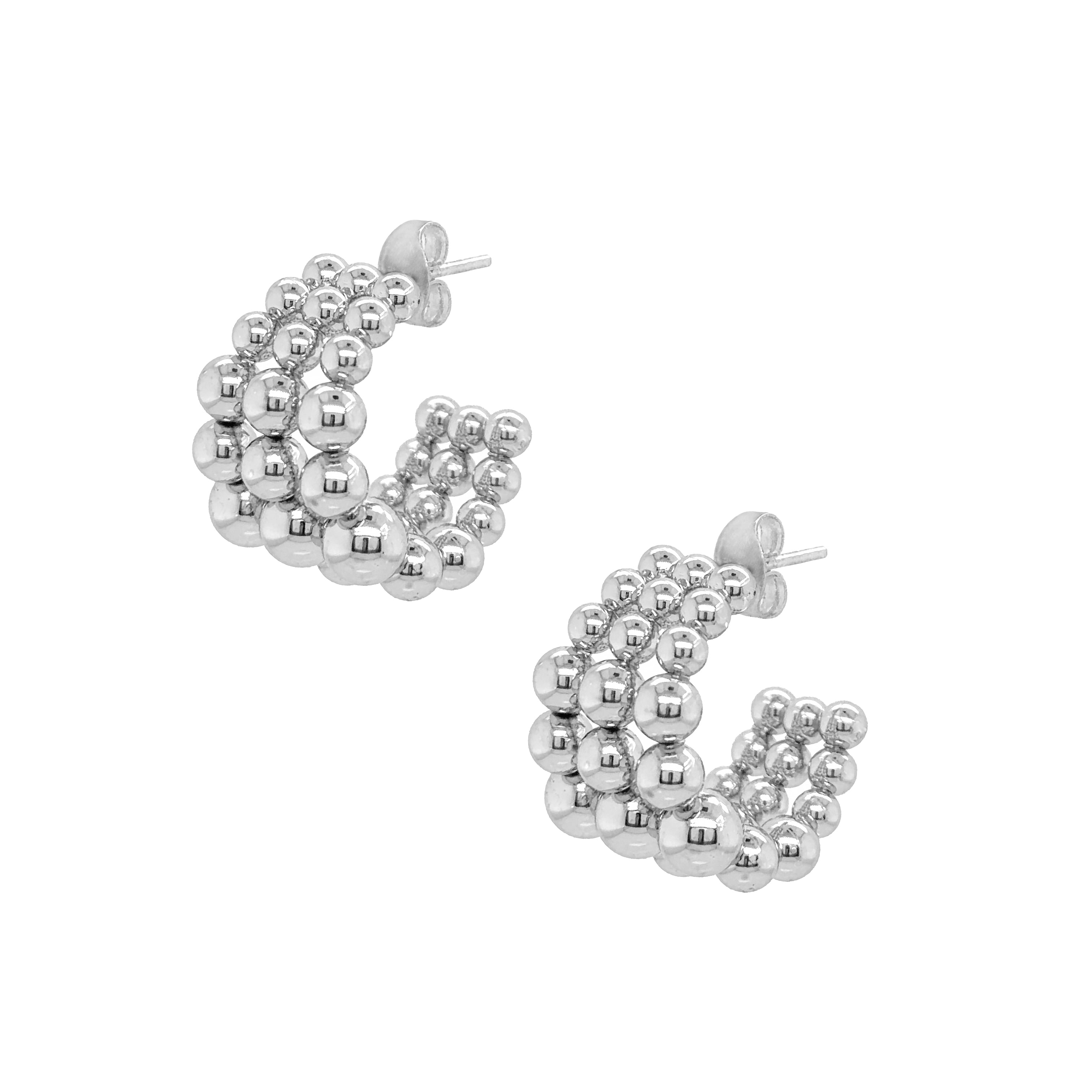 Triple Ball Hoop Shape Earrings View 1