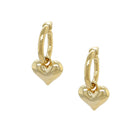 Gold heart-shaped hoop earrings on a white background