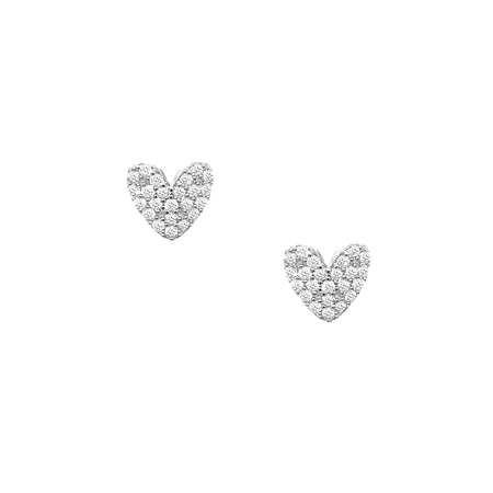 Pave CZ Heart Stud Pierced Earrings  White Gold Plated Over Silver 0.25" Wide    While supplies last. All Deals Of The Day sales are FINAL SALE. view 1
