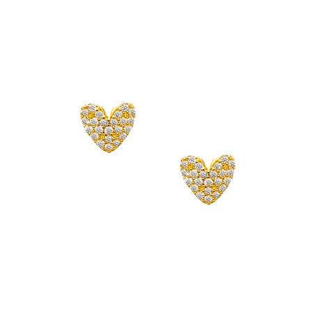 Pave CZ Heart Stud Pierced Earrings  Yellow Gold Plated Over Silver 0.25" Wide    While supplies last. All Deals Of The Day sales are FINAL SALE. view 1