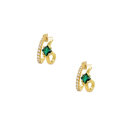 <p>Green CZ 2 Layer Huggie Pierced Earrings</p> <ul> <li>Yellow Gold Plated Over Silver</li> <li>0.40" Long X 0.30" Wide</li> </ul> <p>&nbsp;</p> <p><span style="color: #ff2a00;">While supplies last. All Deals Of The Day sales are FINAL SALE.</span></p>