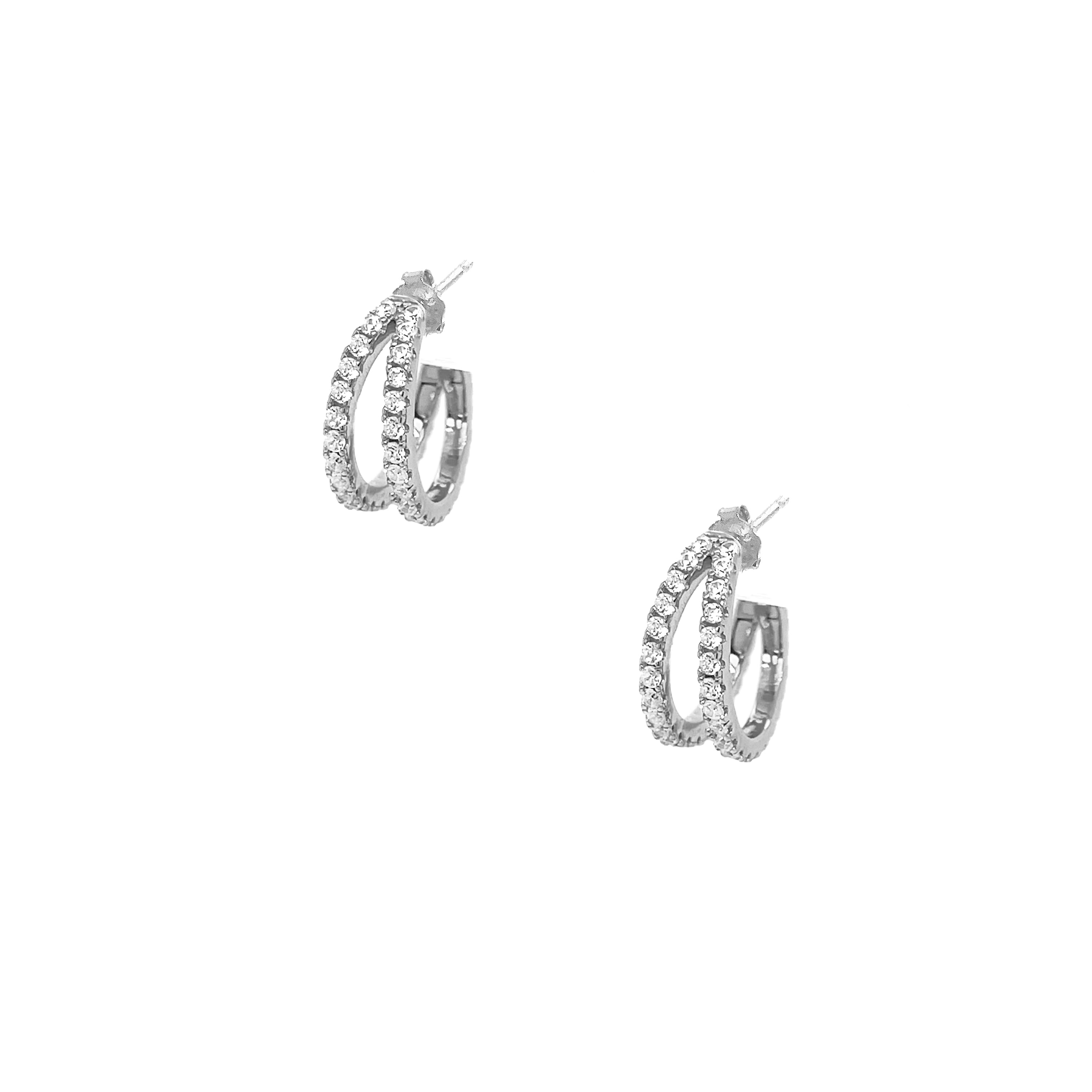 White Gold Double Hoop Earrings