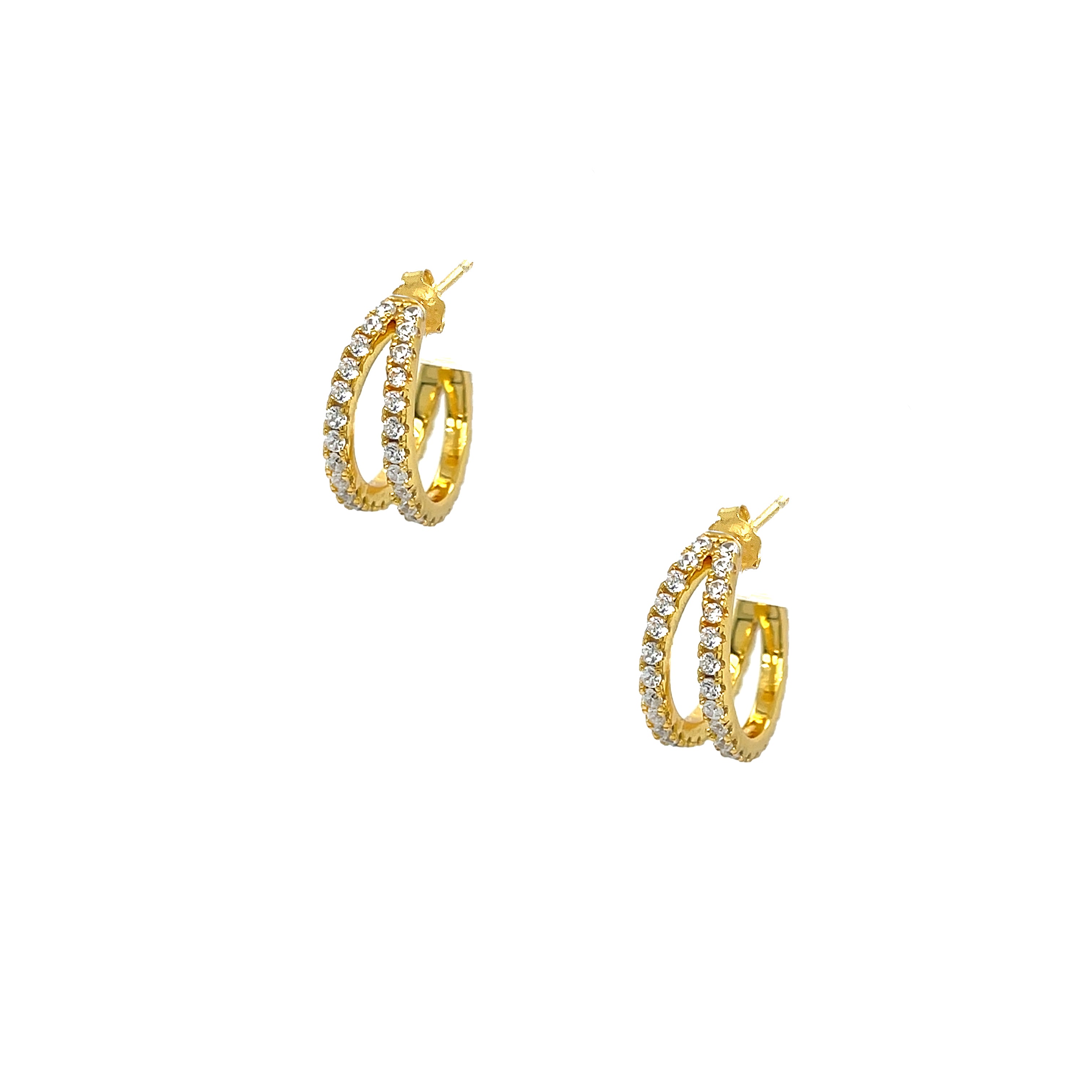 Pave CZ Double Hoop Pierced Earrings

Yellow Gold Plated Over Silver
0.60" Diameter
0.07" Thick

While supplies last. All Deals Of The Day sales are FINAL SALE.