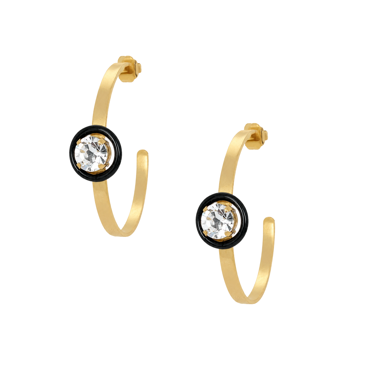 Black Enamel Crystal Earrings