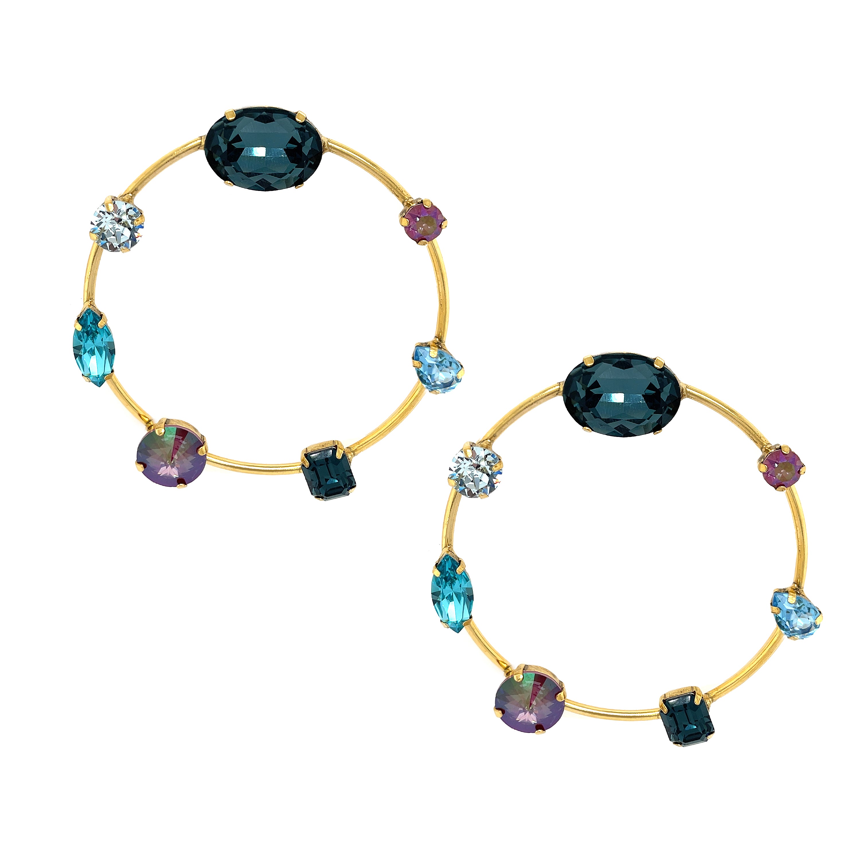 SALE Multi Color Crystal Hoop Earrings