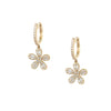 Baguette Diamond Flower Drop Pierced Earrings  14K Yellow Gold 0.80 Diamond Carat Weight
