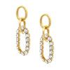 Crystal Oval Drop Pierced Earrings   Yellow Gold Plated Cubic Zirconia 2.90" Length X 1.12" Width