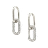 Crystal Link Drop Pierced Earrings  White Gold Plated 1.5" Long X .048" Wide Versatile Styling: wear as double link earrings or as huggies.