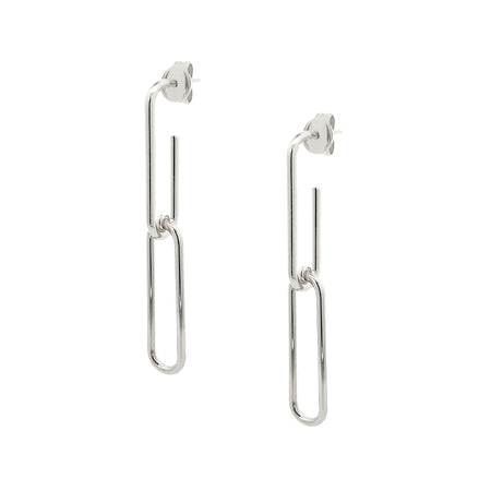 Paperclip Elongated Drop Pierced Earrings  White Gold Plated 2.75" Long   While supplies last. All Deals Of The Day sales are FINAL SALE.