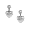 SALE White Gold Puff Heart Earrings