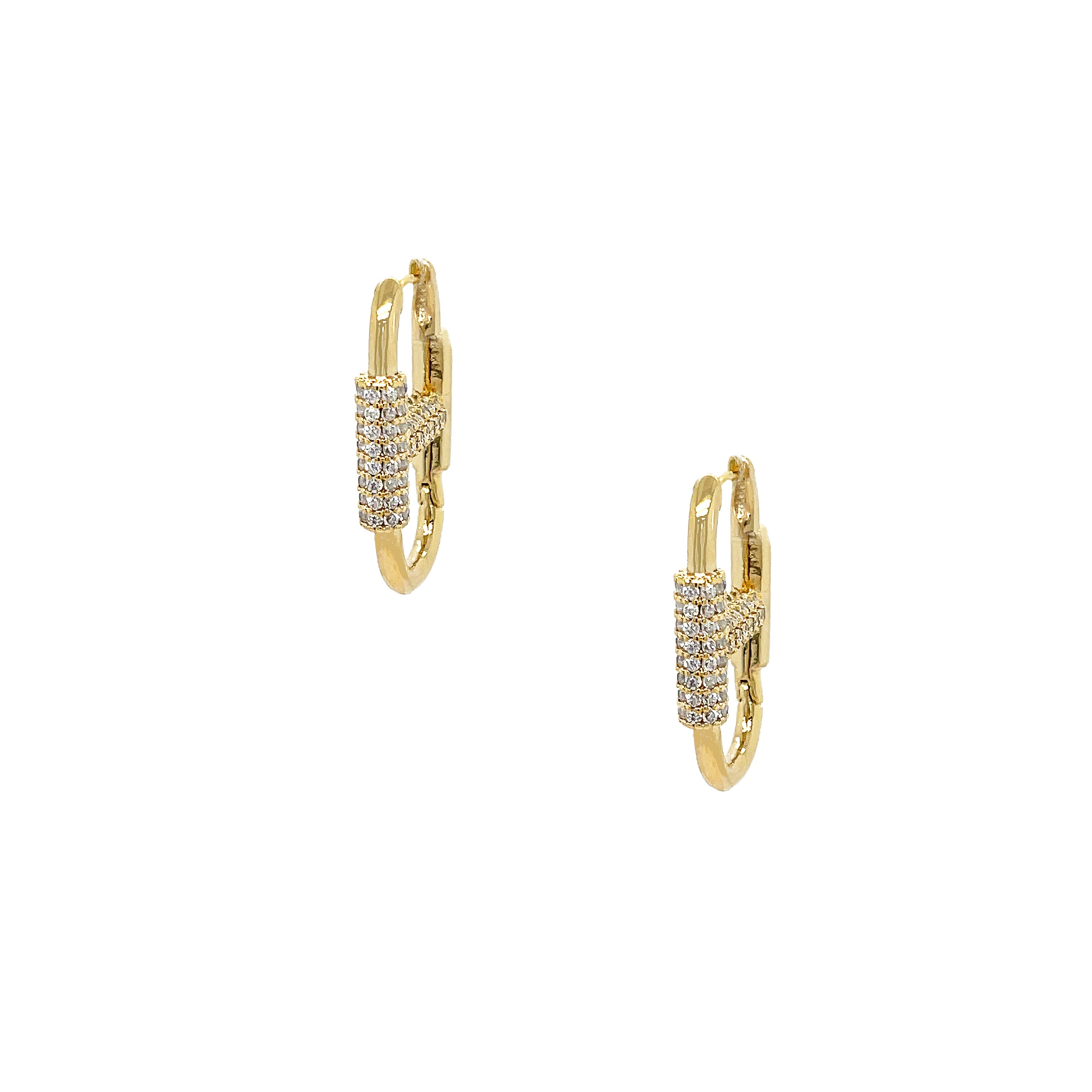 Pave CZ Mariner Link Pierced Earrings  Yellow Gold Plated  0.82" Long X 0.53" Wide    While supplies last. All Deals Of The Day sales are FINAL SALE.