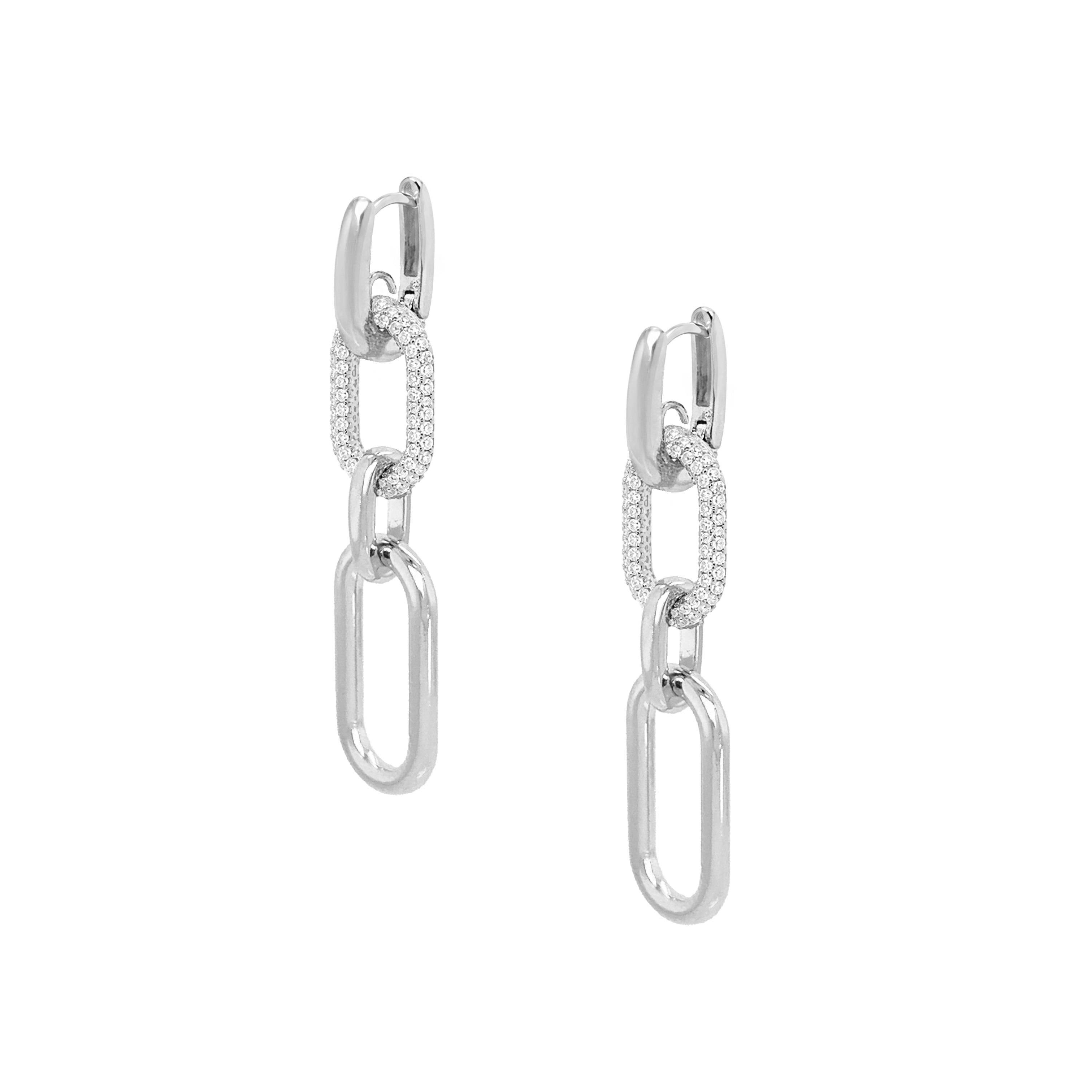 Oval Link Drop Pierced Earrings