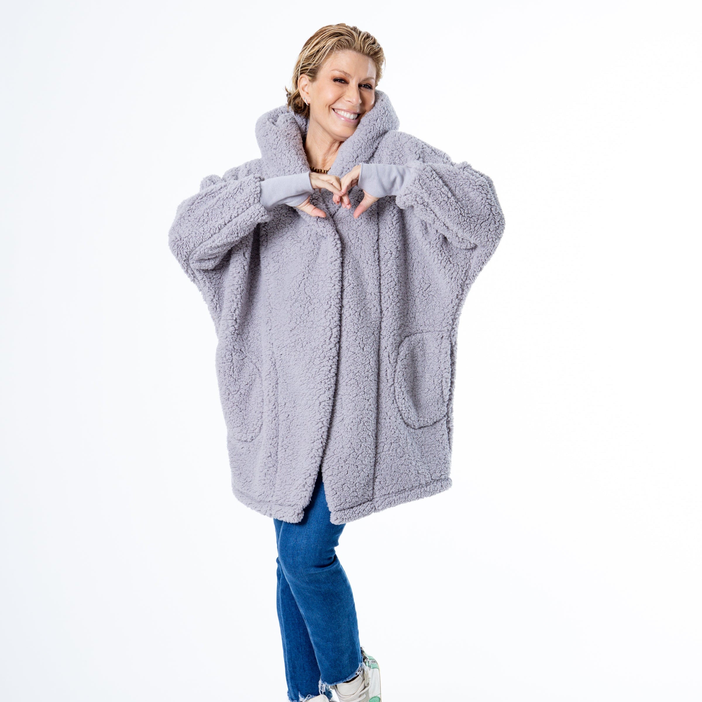 The viral favorite is back—with a little extra love.&nbsp;Meet the lounger that sells out fast and lives up to the hype. THE BEST LOUNGER IN THE WORLD BY JILL MARTIN™ in Chateau Grey w/ Heart&nbsp;is your cozy, do-it-all essential made from not one, but two of our best-selling blanket fabrics.

Soft, plush, and unbelievably wearable, this luxe oversized piece is part hoodie, part robe, part blanket—and 100% comfort. With elevated details like thumbhole cuffs, an easy button closure, an oversized hood, and a