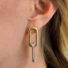 Yellow & White Gold Cable Link Drop Pierced Earrings  Yellow & White Gold Plated 1.80" Long X 0.47" Wide    While supplies last. All Deals Of The Day sales are FINAL SALE.