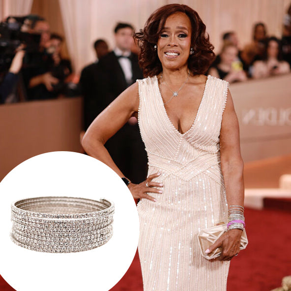 9 Row Wrap Statement Bracelet

White Gold Plated
Cubic Zirconia
Circular Shape: 2.02” Diameter
0.82” Width
Flexible Coil Opening


As seen on Gayle King at the Golden Globes.