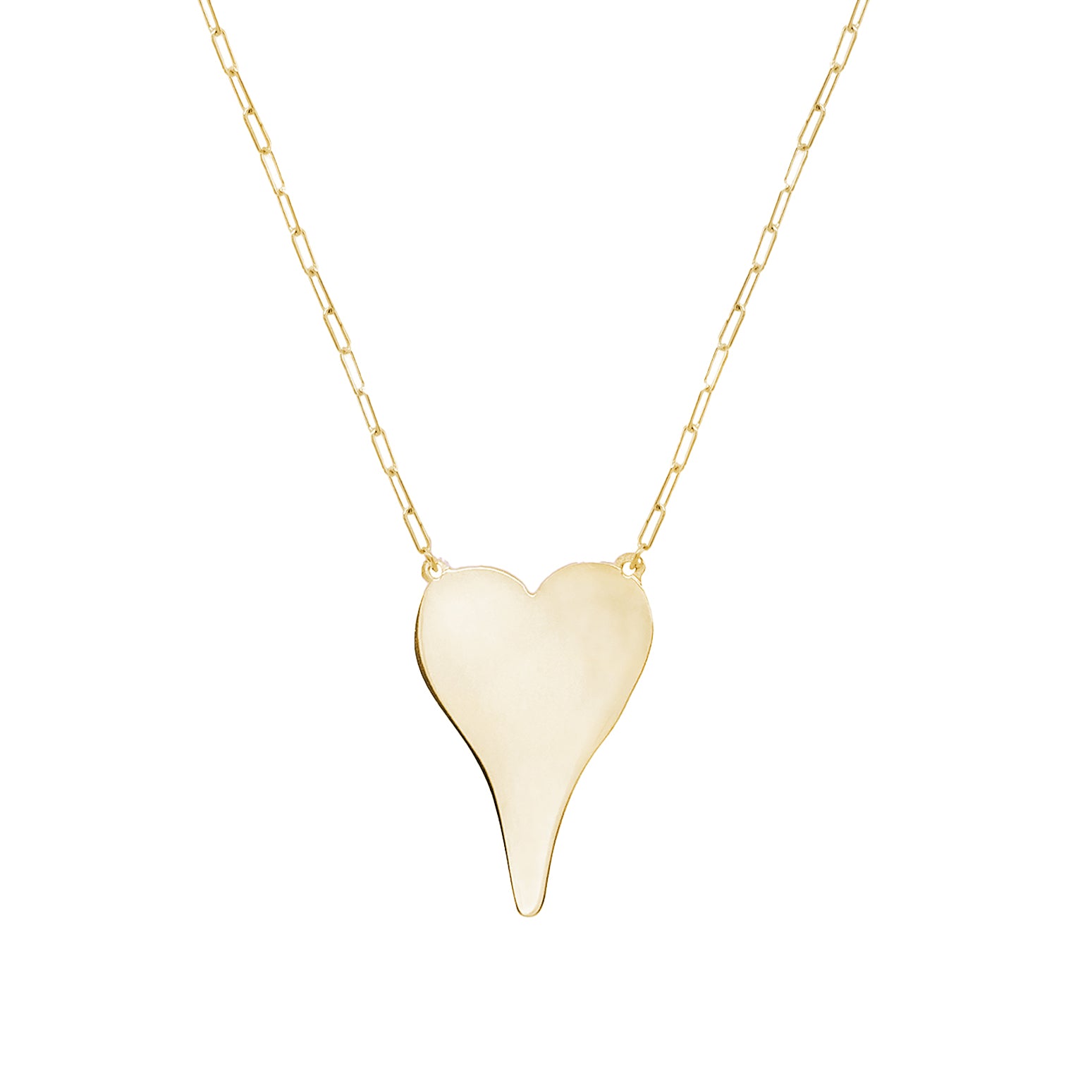 14K Gold Engravable Heart Pendant Necklace