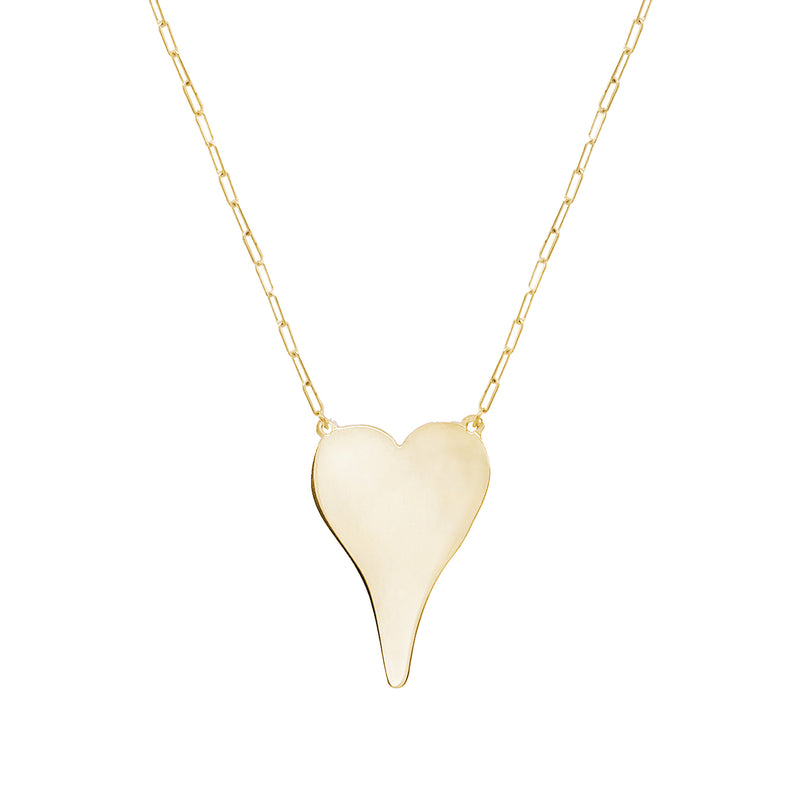 14K Gold Engravable Heart Chain Necklace   14K Gold Heart: 1" Length X 0.75" Width  18" Long Length is adjustable, the clasp can be closed on any link