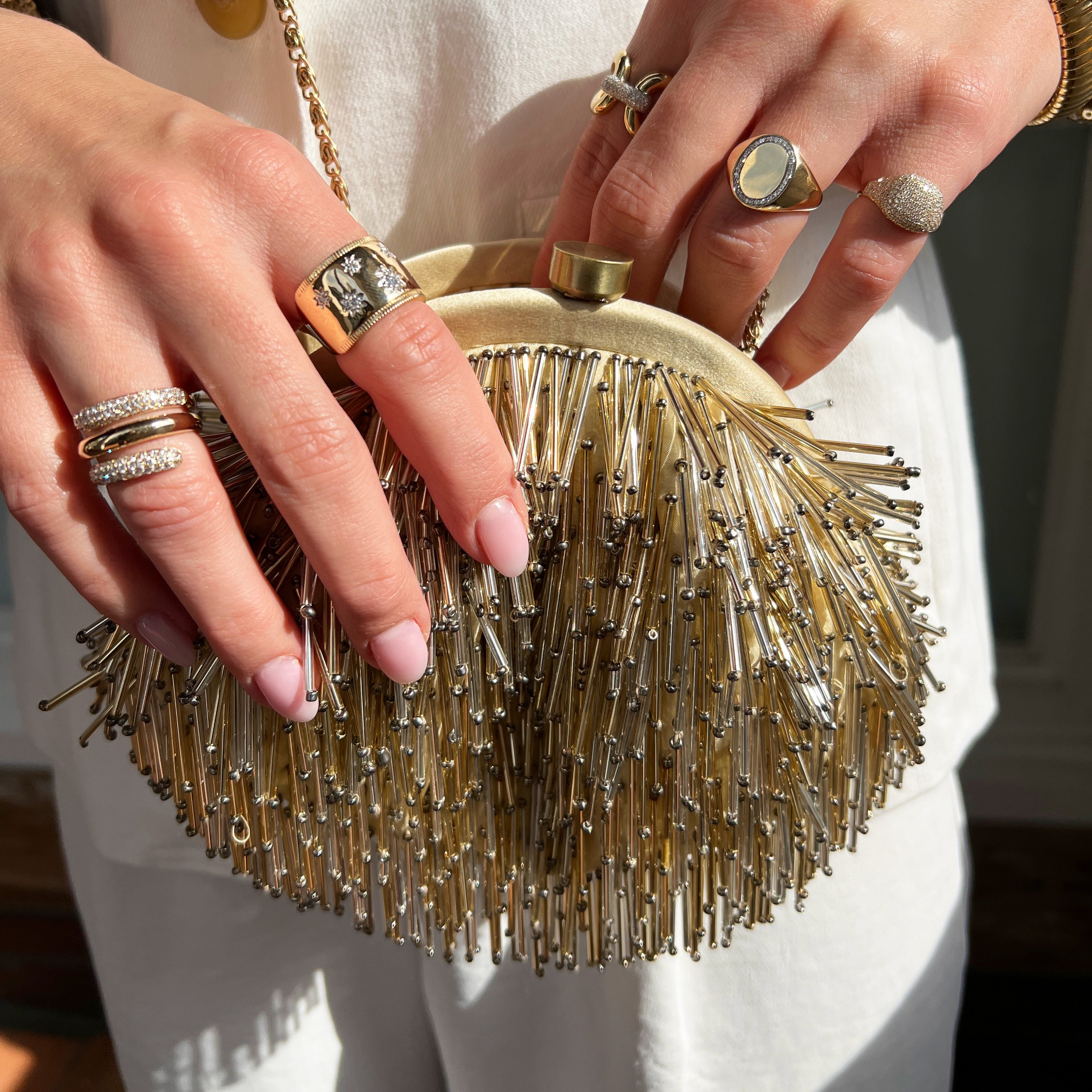 Gold Fringe Clutch – Jennifer Miller Jewelry