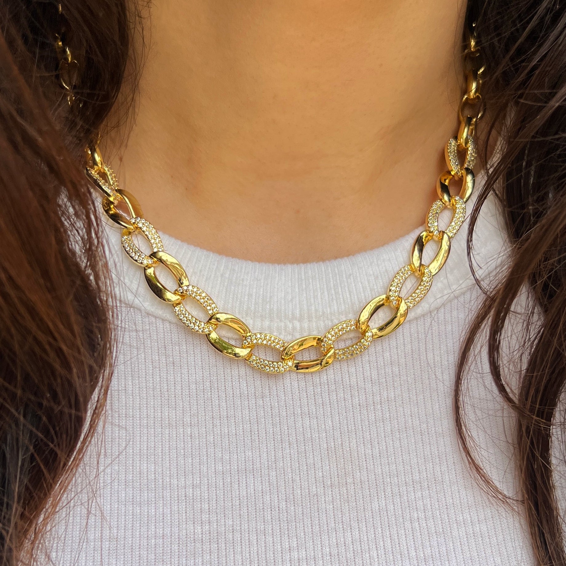 CZ Mixed Oval Link Chain Necklace

Yellow Gold Plated
Oval Links: 0.40" Wide
16-18" Adjustable Length

While supplies last. All Deals Of The Day sales are FINAL SALE.