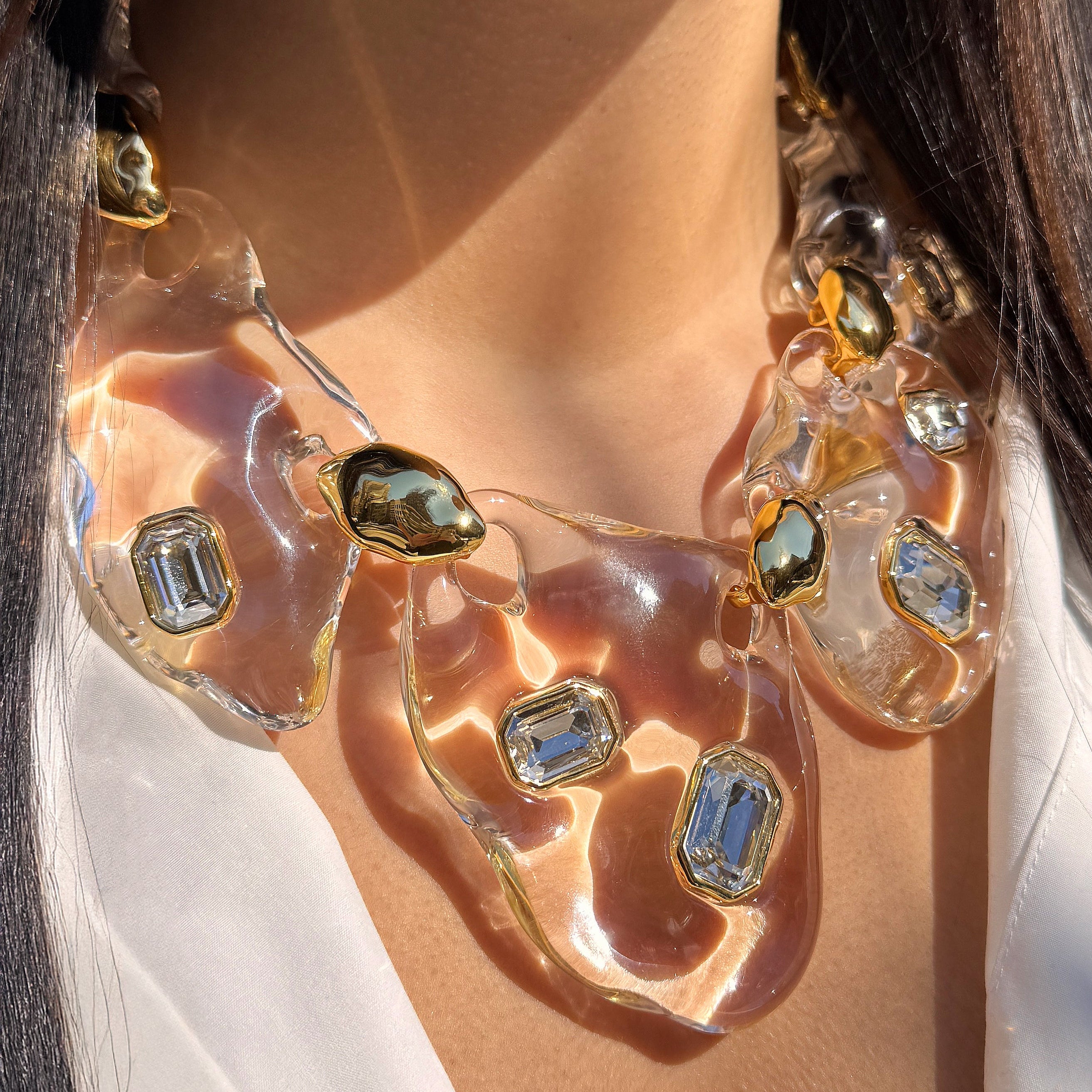 Lucite Pebble Necklace View 2