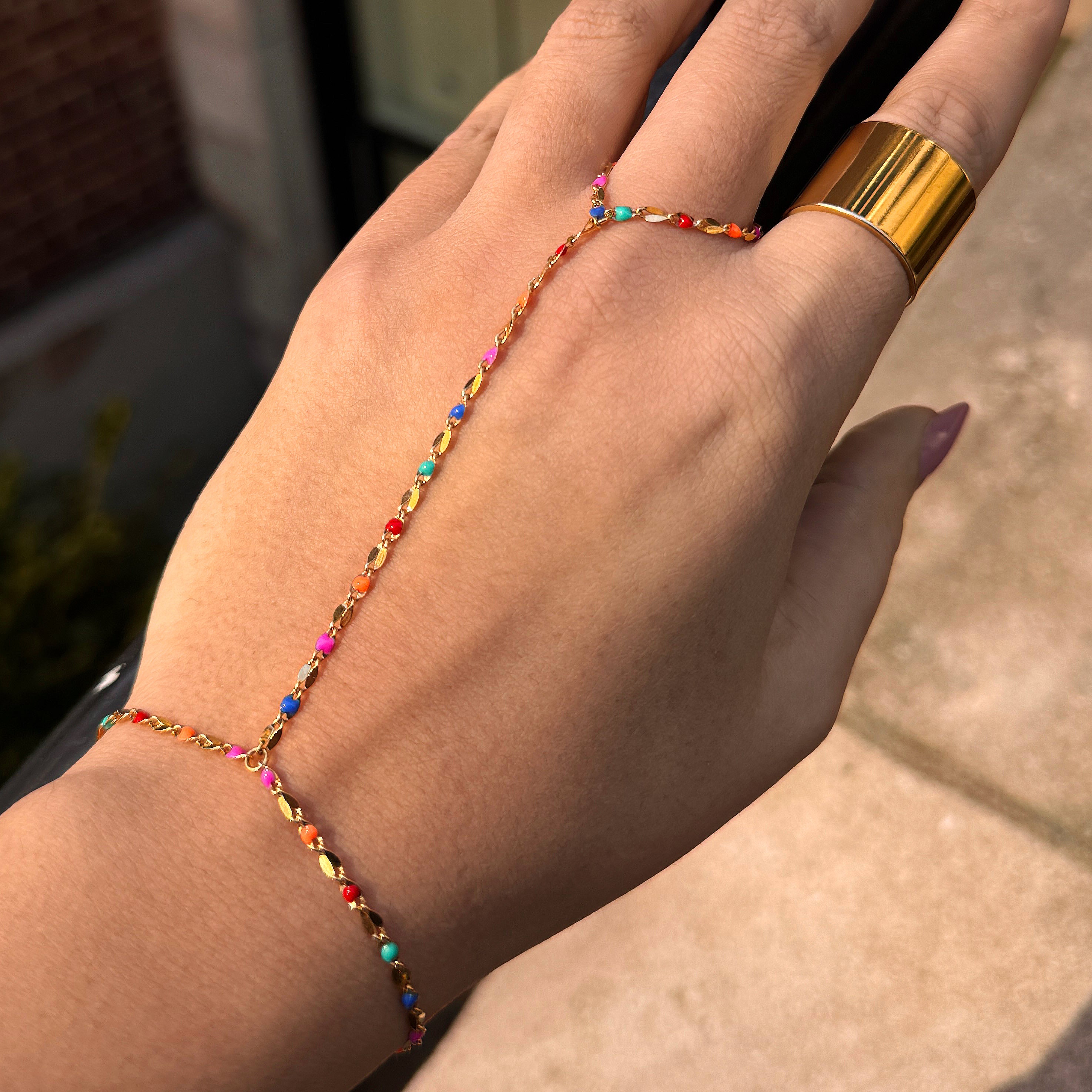 Rainbow Hand Chain Bracelet