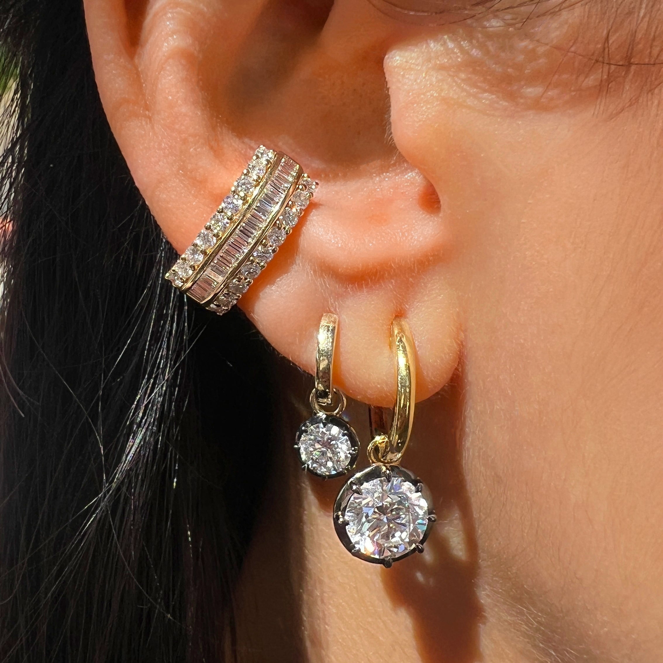 Diamond Baguette Ear Cuff Earring View 2