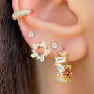 Multi Shape CZ Hoop Pierced Earrings  Yellow Gold Plated Over Silver 0.66" Long X 0.53" Wide 0.23" Width    While supplies last. All Deals Of The Day sales are FINAL SALE.