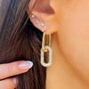 Crystal Link Drop Pierced Earrings  Yellow Gold Plated 1.5" Long X .048" Wide Versatile Styling: wear as double link earrings or as huggies.