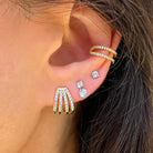 Pave CZ 4 Layer Huggie Pierced Earrings

Yellow Gold Plated Over Silver&nbsp;
0.51" Long X 0.38" Wide

While supplies last. All Deals Of The Day sales are FINAL SALE.